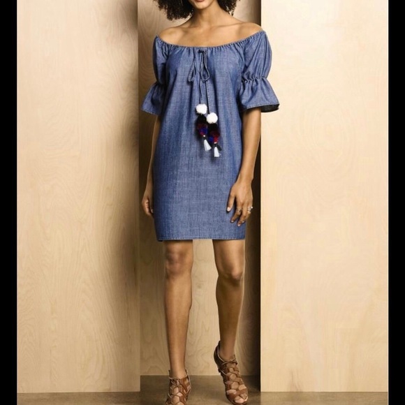 Philosophy Dresses & Skirts - Philosophy Blue Chambray Off-Shoulder Mini A-Line Dress